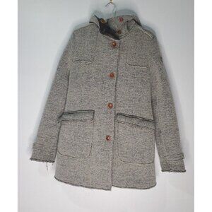 Swiss Chriss Size 48 Marled Wool Gray Hooded Coat Knit Made in Italy Jacket